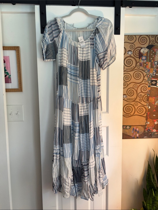LOFT Dresses & Skirts - LOFT Blue & White Patchwork Tiered Maxi Dress